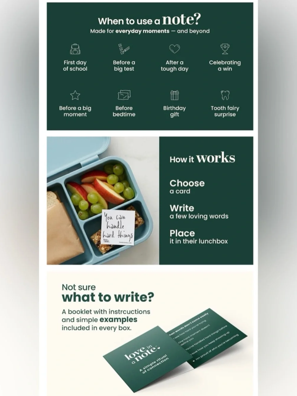 Love In A Note Boxed Notes - Forest Green Gift Set